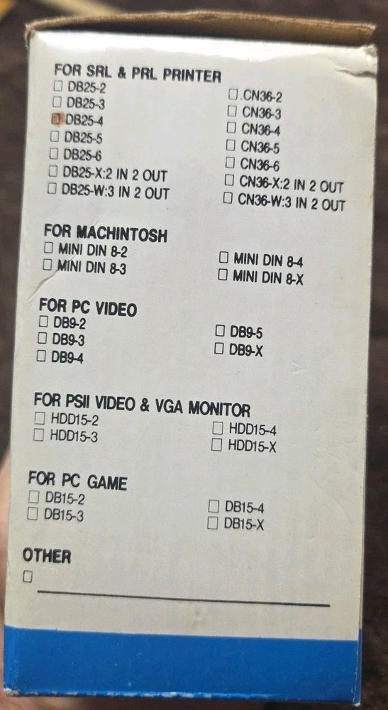 AESP NEW Data Transfer A-B-C-D Switch Box SEL & PRL Printer DB25-4