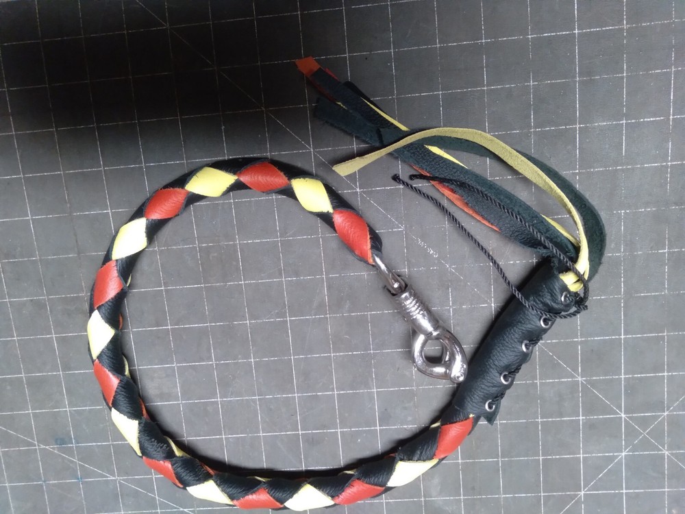 Biker whip getback motorcycle leather Yellow red Black leather