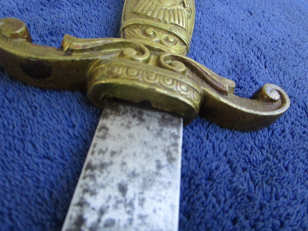 ORIGINAL ANTIQUE US BRASS HANDLE SIDEARM FRATERNAL SHORT SWORD