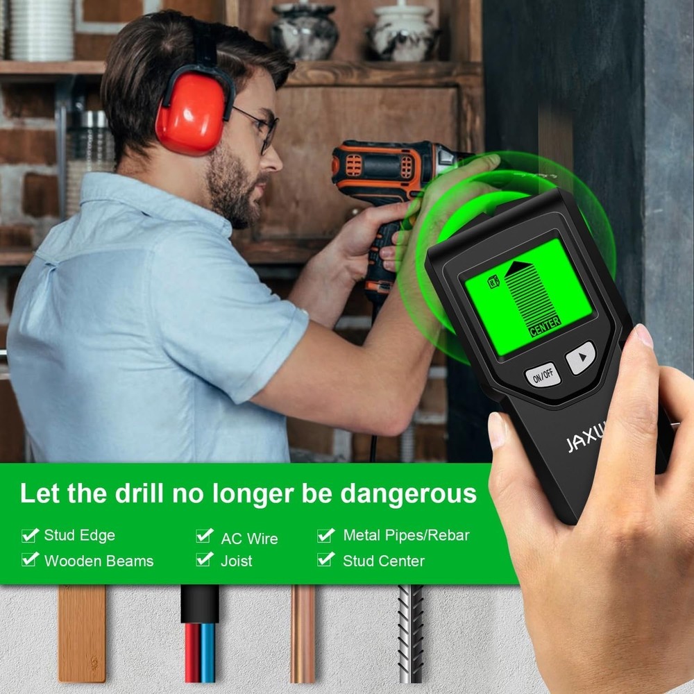 Charcoal Wall Stud Finder with Intelligent Chip & Multiple Scan Modes, 5-in-1