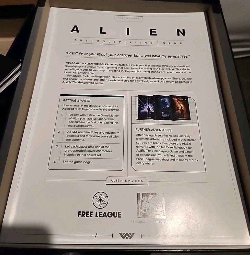 Alien RPG: Evolved Edition Starter Set With Partial Rapture Protocol Minis Box