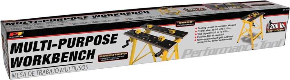 Convenient Portable Workbench with Printed Top and Tool Storage - 200 lbs Rated