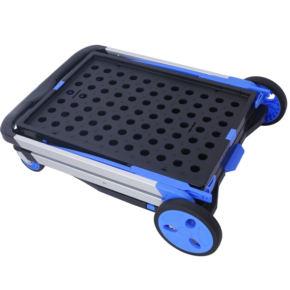 Collapsible Utility Cart Multi Use 2-Tier with Baskets Blue