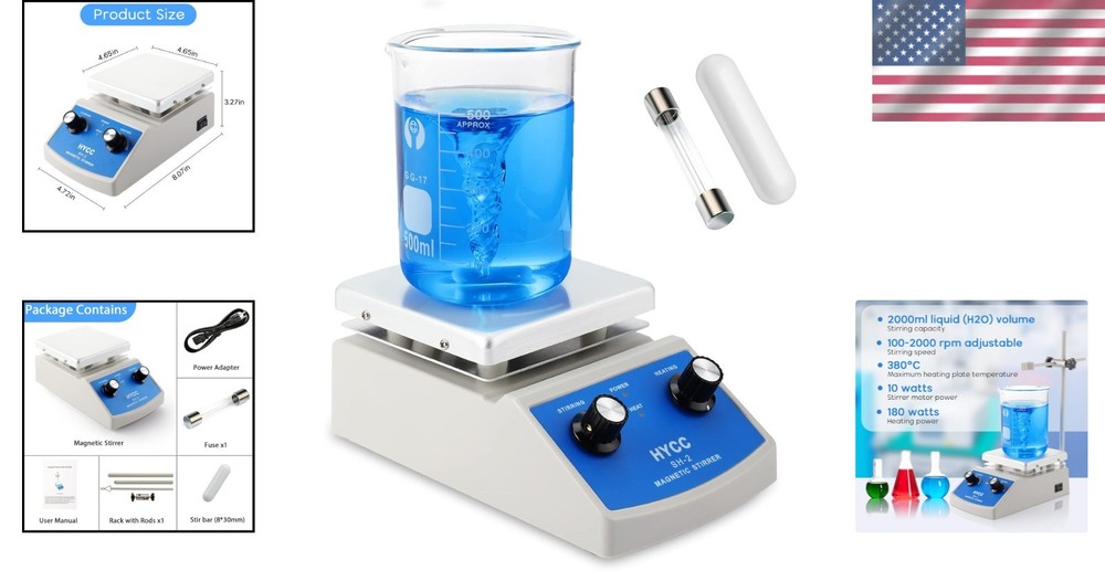 Lab Magnetic Stirrer Hot Plate 716F, 2000RPM, 2000mL, Powerful Heating, Durable
