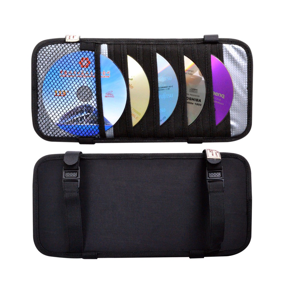 TFY CD / DVD Disk Storage Holder, 30 Triple-layer CD Car Visor Organizer - Black