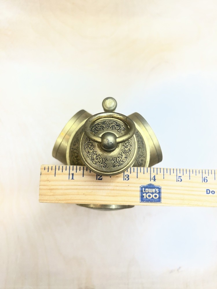 NAUTICAL 3-SIDED BRASS - CLOCK, BAROMETER, THERMOMETER & COMPASS Untested READ