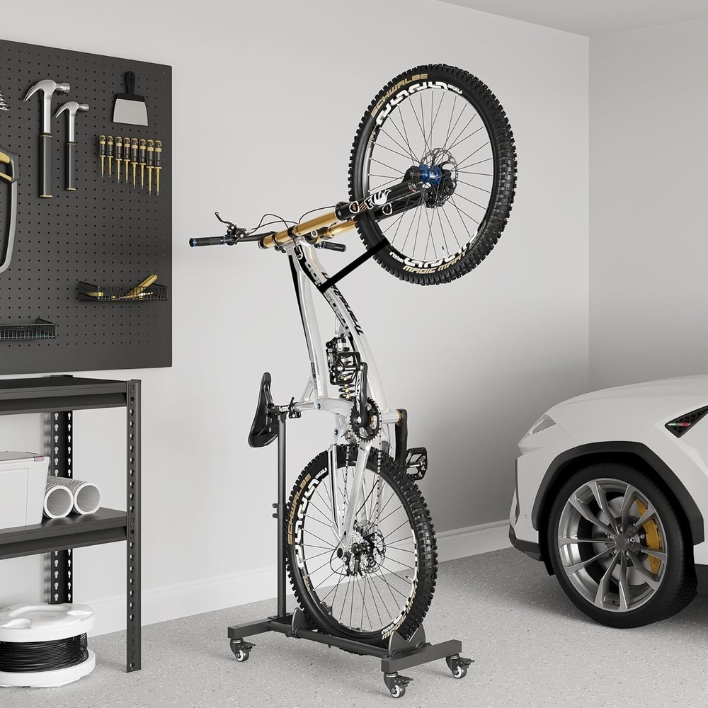 Compact Bike Storage Solution - Adjustable Height for Apartments and Garages