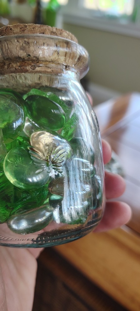Butterfly marble Jar Infused With tumbled Uranium