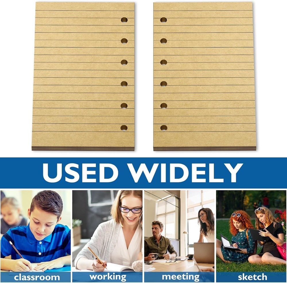 Ireer 6 Hole Mini Lined Paper Refill 200 Sheets Blank Planner Refills Kraft