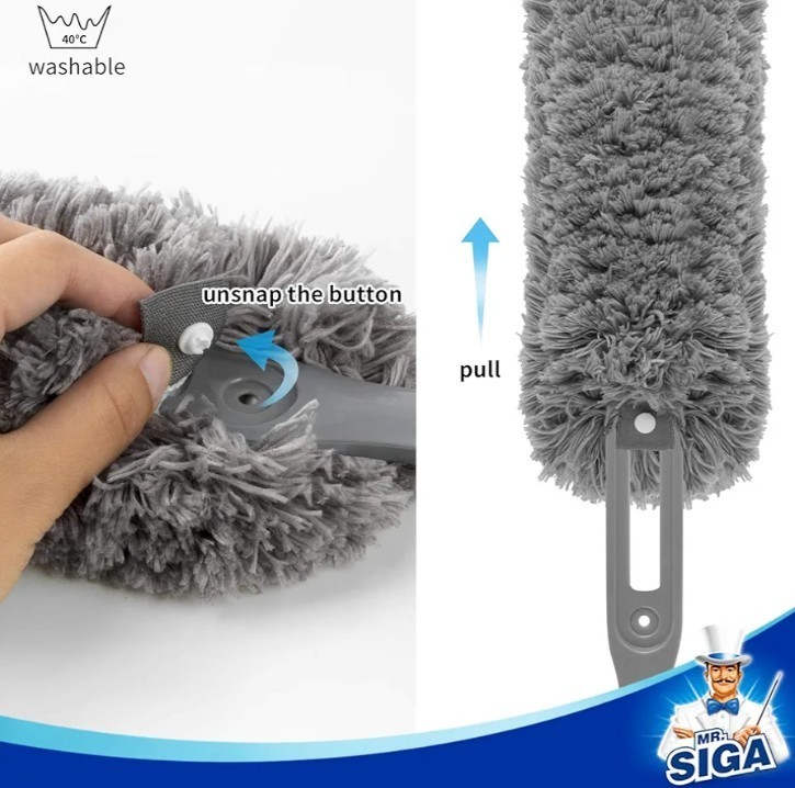 MR.SIGA Lint Free Microfiber Duster, Washable Duster Gray
