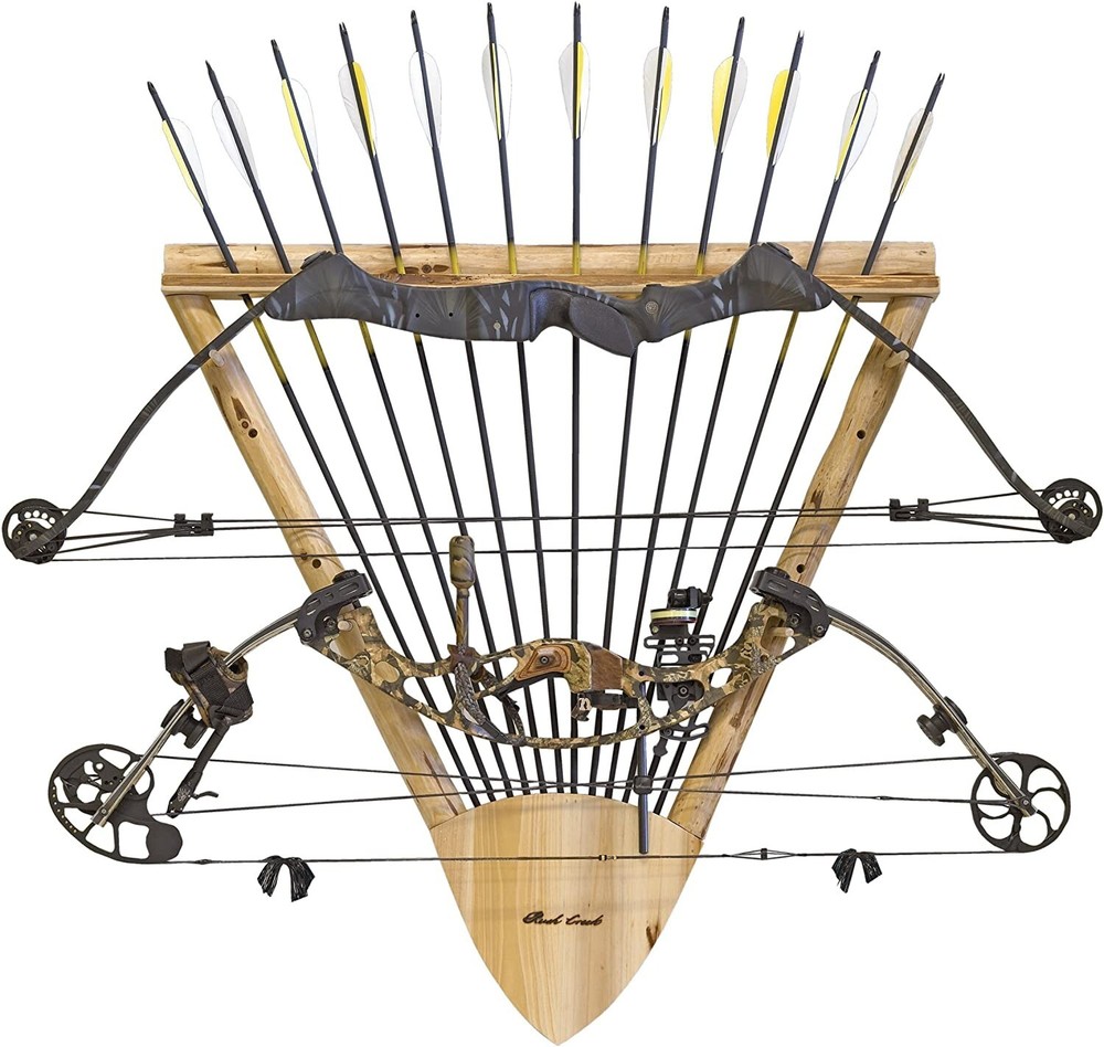 Compound Bow Rack Arrow Wall Mounting Storage Holder Rustic Look Cabin Display
