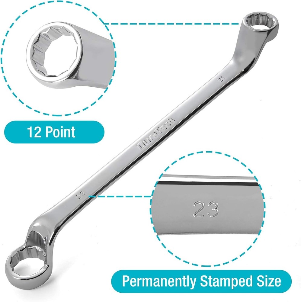 9 PCS Double Box End 75 Degree Deep Offset EXTRA LONG Wrench Tools Set 6-23Mm US