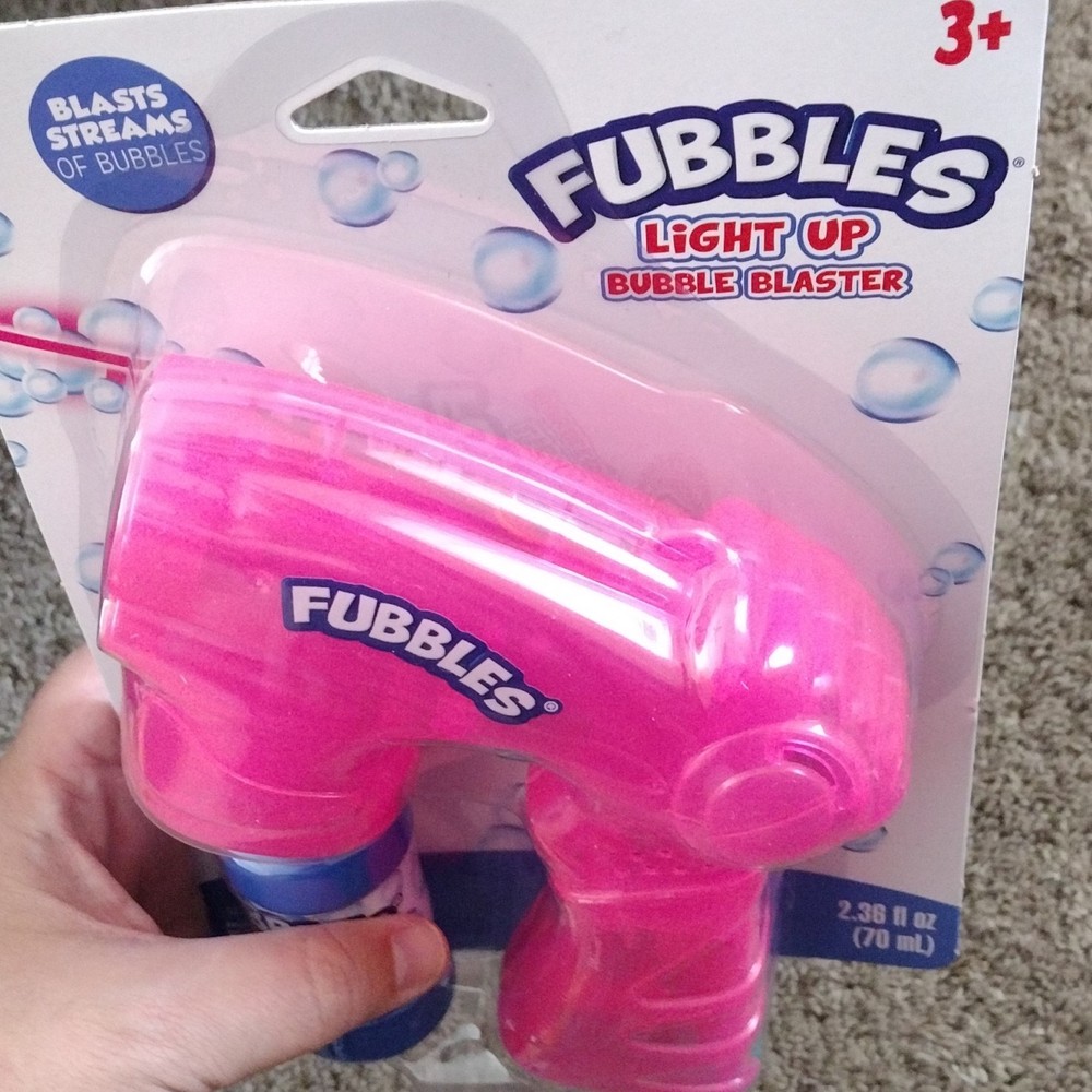 Fubbles Light Up Bubble Blaster & Solution-Pink-Ages 3+ NEW