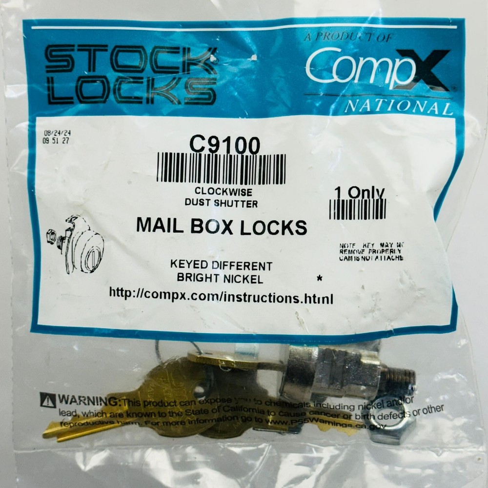 COMPX NATIONAL C9100 MAIL BOX LOCK WITH 3 KEYS