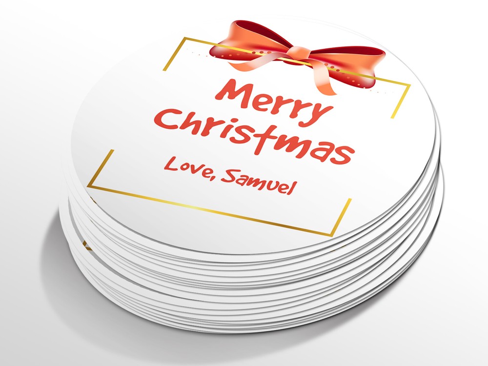 Personalised Christmas round sticker labels, custom stickers