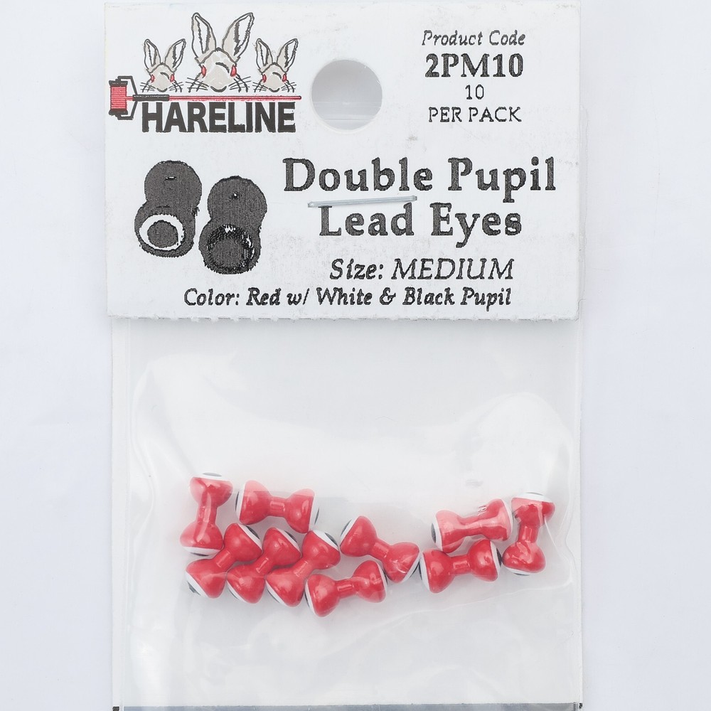 Hareline Double Pupil Lead Eyes - Medium - Red