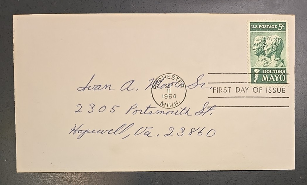 1964 Doctors Mayo Issue FDC, Scott # 1251, 5 Cent, Rochester, MN
