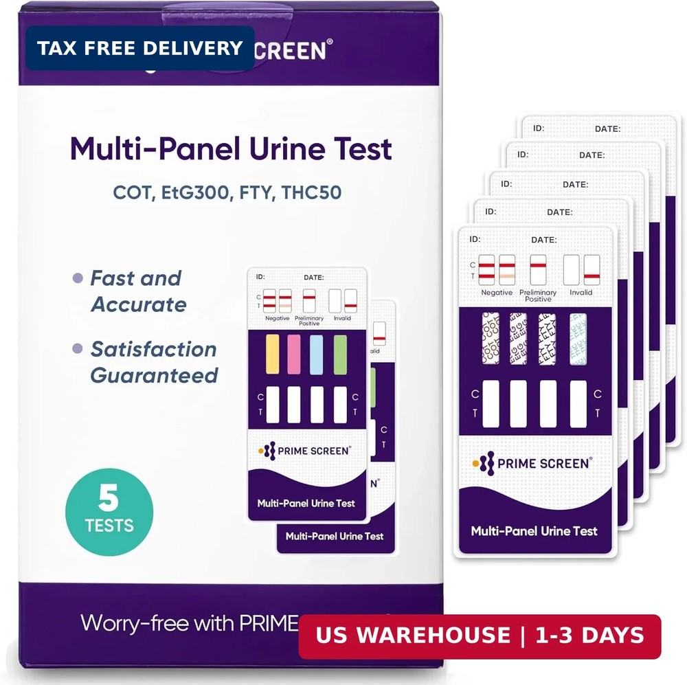 Prime Screen Multi-Panel Urine Test - Testing for THC, Nicotine (COT), Alcohol T