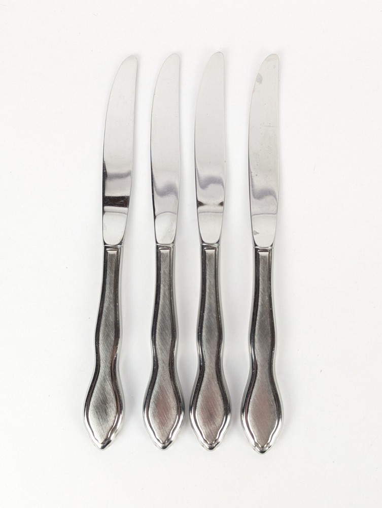 4 Pc Oneida Rogers TWILIGHT Modern Knife 6-1/4" Burnished Stainless Flatware