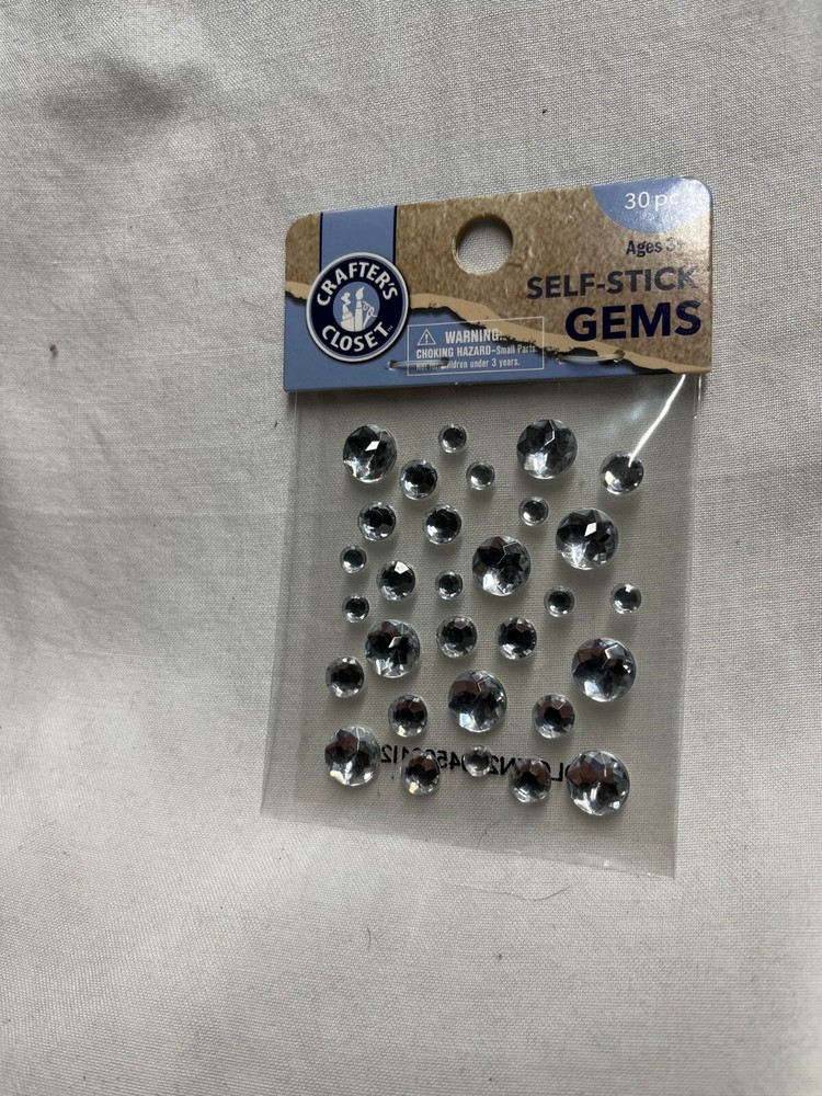 Crafters Closet- Self Stick Gems- 30 Pc Silvers
