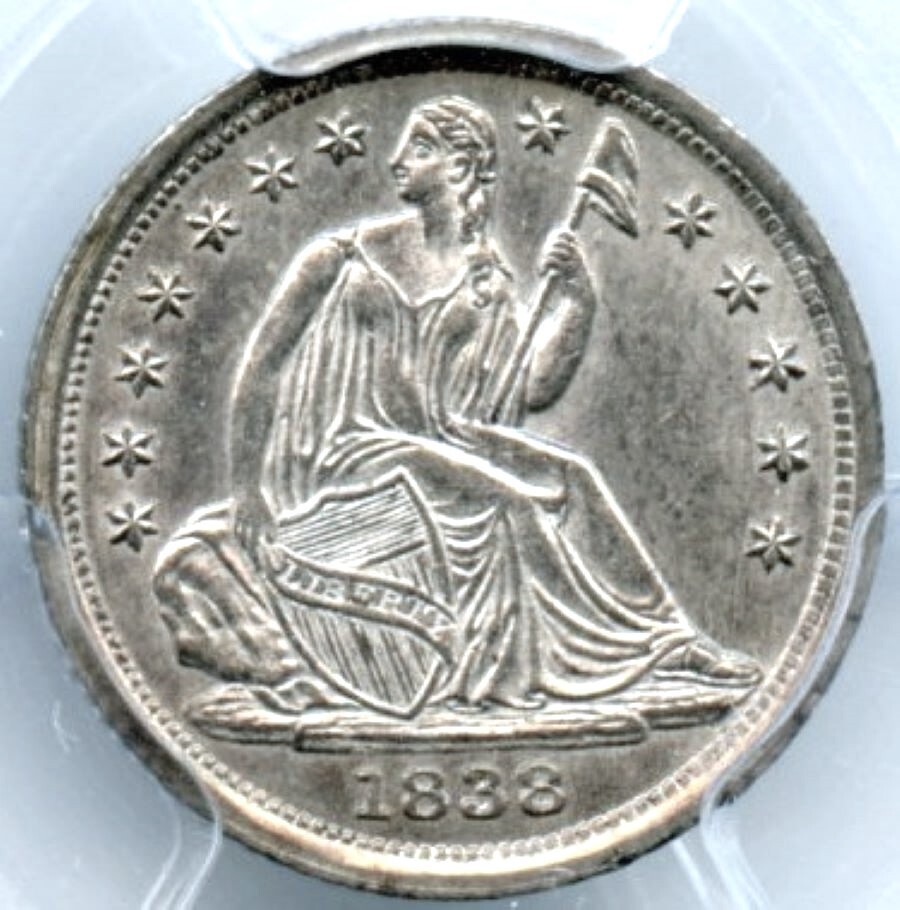 1838 Liberty Seated Half Dime, PCGS MS62+