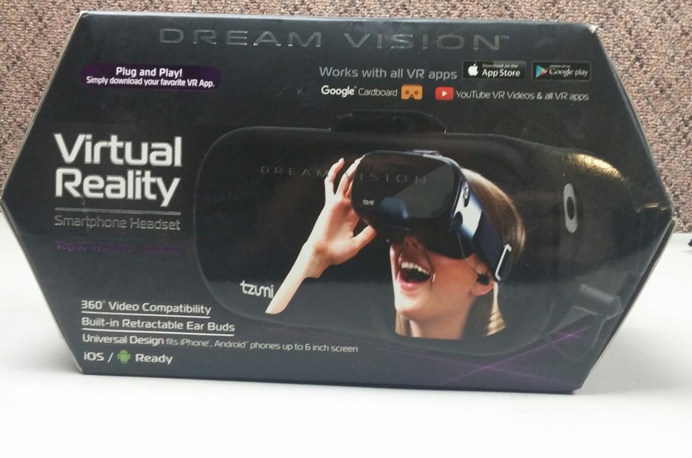 Dream Vision Virtual Reality Smartphone Headset BLACK New Open box ios android
