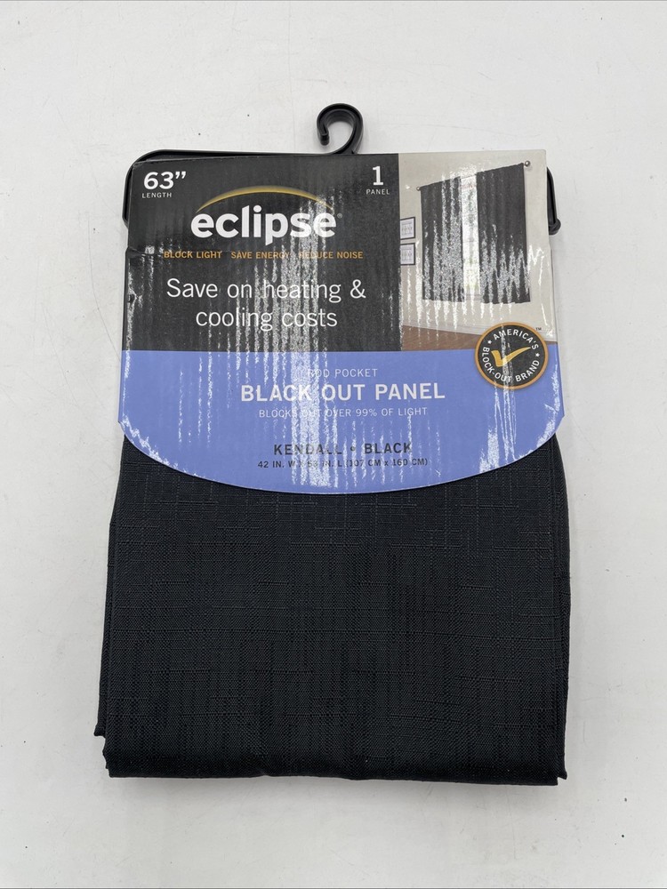 Eclipse Samara Blackout Energy-Efficient Thermal Curtain Panel, 42" x 63" Black