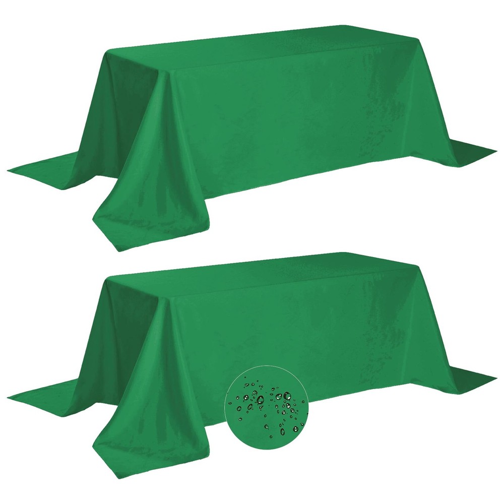 Fokitut 2 Pack Waterproof Rectangle Tablecloth, 90x132''-2pack, Emerald