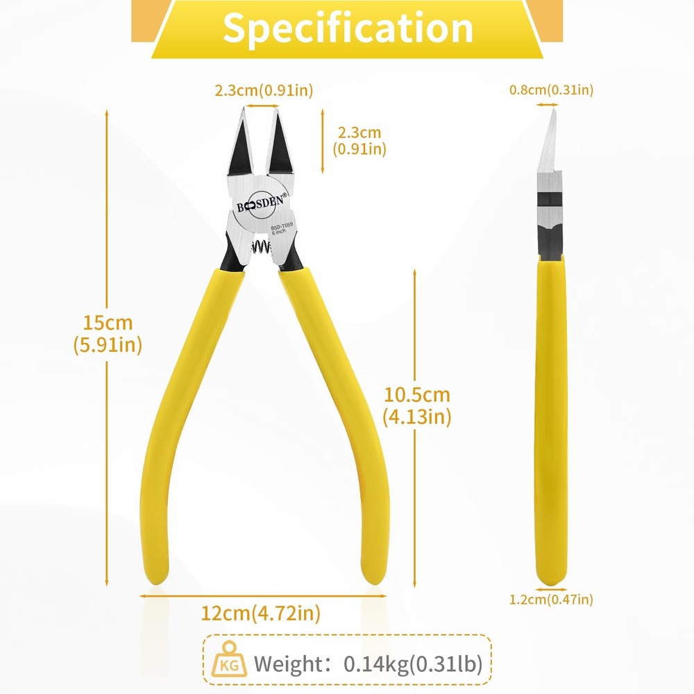 Precision Wire Cutters 6 Inch Diagonal Cutting Pliers Hand Tool Set 5 Pack