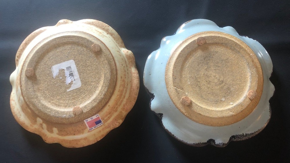 2 Glazed Stoneware Tealight Candle Holders