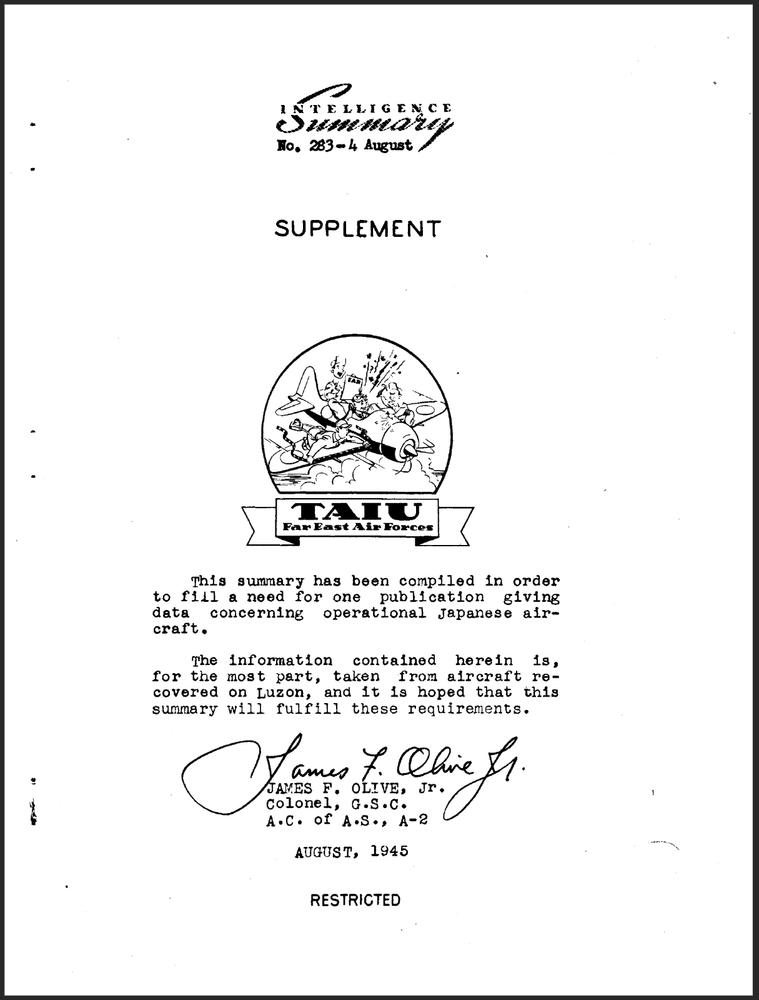 86 Page 1945 Operational Japanese Fighters Air Intelligence Summary on CD