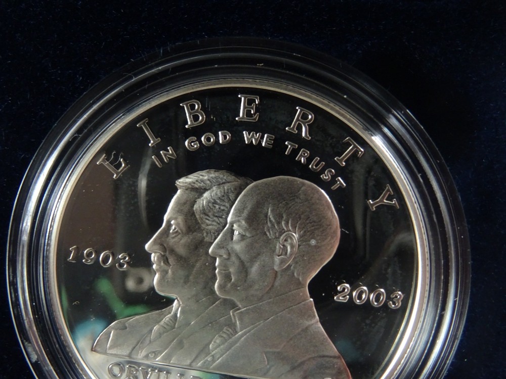 2003 First Flight Silver Dollar Proof Coin & Liberty Wright Monument Half Dollar