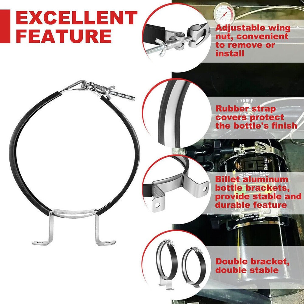 82013 Nitrous Oxide Padded Adjustable Quick Release 10-15 Lb Bottle Bracket Kit