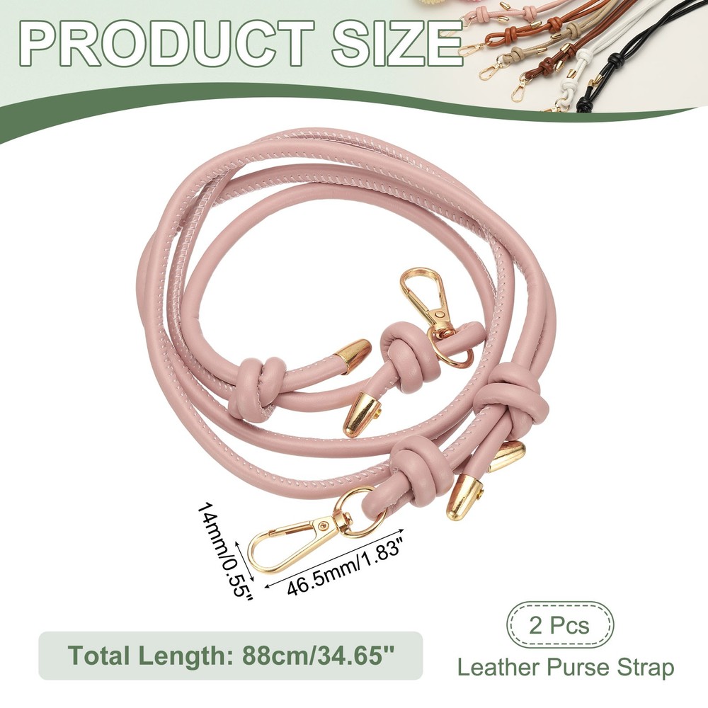2Pcs Leather Purse Strap 34.65" Strap Replacement with Clasp, Pink