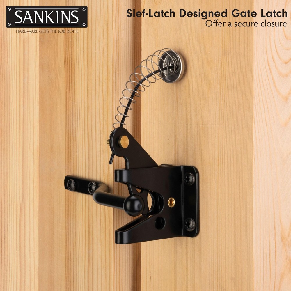 2 Pcs Self-Locking Gate Latch with Spring Cable Pull for Wooden Fence Gate He...