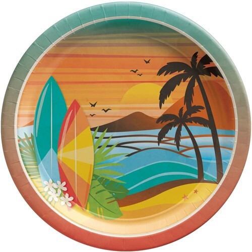Beach Life 6.75-inch Plates Paper Bulk Pack 50 Per Pack Beach Summer Tableware