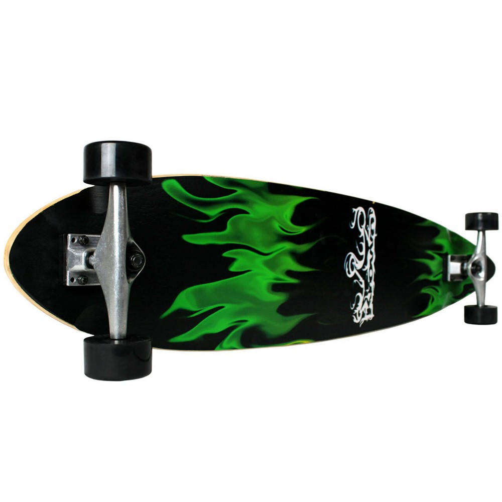 Krown - Pin Tail Green Flame Longboard