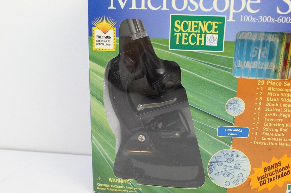 Science Tech Microscope Set 100x-300x-600x Power 29 Piece Set New