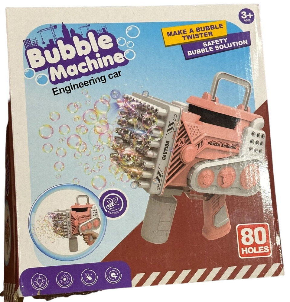 Bubbles Maker Blower Machine Blaster,80 Holes Automatic Engineer Toys for Kids