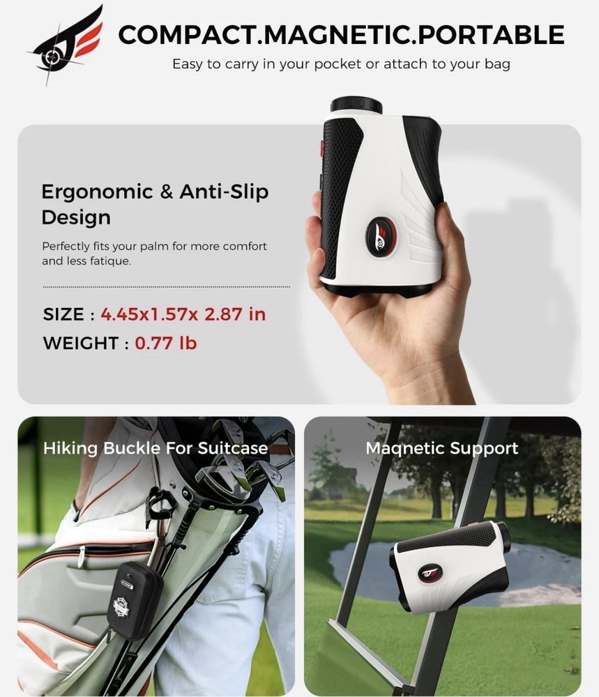 Golf Rangefinder with Slope - 1200 Yards Laser Range Rangefinder, White