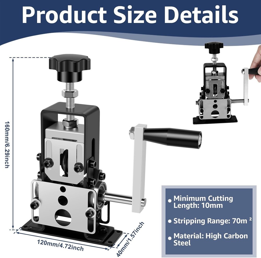 Wire Stripper Machine, 0.06''-0.98'' Manual or Drill Powered Wire Stripping M...