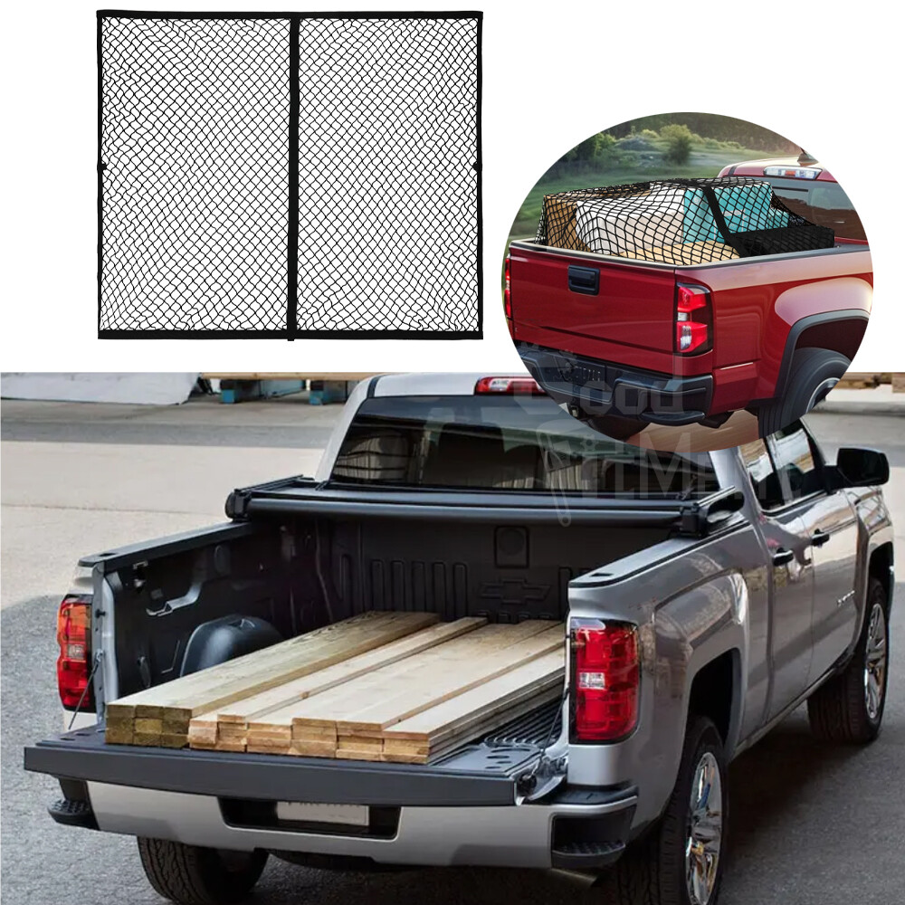 For Chevy Silverado 2013-2021 Single Layer Rear Trunk Elastic Cargo Net w/Hooks