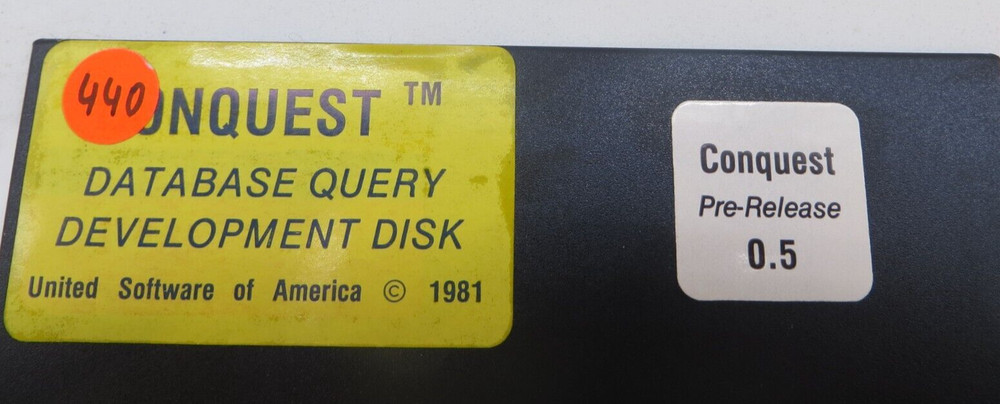 CONQUEST Pre-Release 0.5 DATABASE QUERY DEVELOPMENT 5.25" Floppy Disk