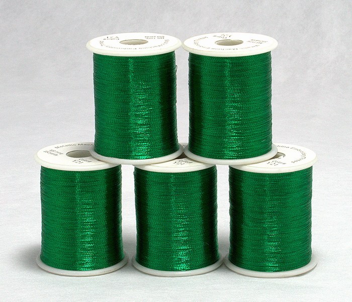 NEW 5 EVERGREEN METALLIC MACHINE EMBROIDERY THREADS KIT