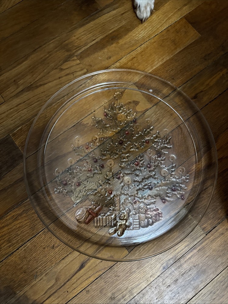 Decorated christmas tree platter…. glass