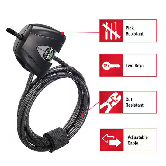 Master Lock Cable Lock with Key, Adjustable to 6 ft. Long
