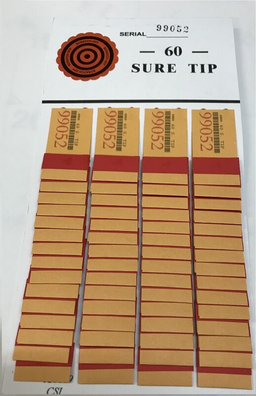 "12" -  # 60 Sure Tip Boards (1-60)  Pull Tabs/Jar Tickets Free Shipping US