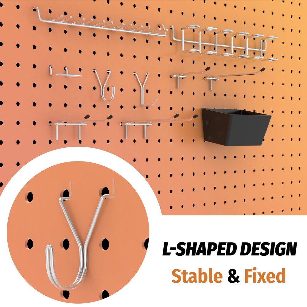 Pegboard Hooks Assortment 49PC, Pegboard Accessories with Pegboard Bins, Gara...