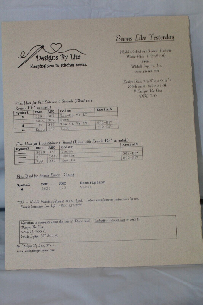 Seems Like Yeserday Cross stitch pattern