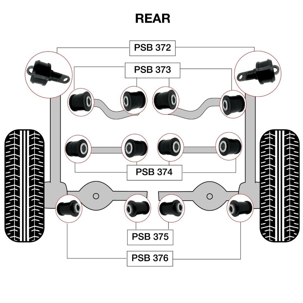 14x Ford Focus (00-18) Complete Rear Wishbone & Trailing Arm Poly Bush Kit